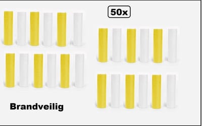 50x Serpentines rollen geel en wit - Papier - BRANDVERTRAGEND - Carnaval- festival - optocht - feest - party - serpentine - brandvertragend