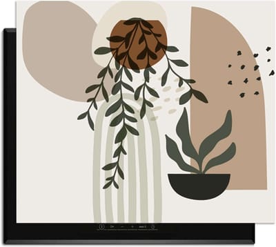 KitchenArt - Botanical Harmony – Inductie Beschermer - 65x52 cm - Kookplaat Beschermer - Luxe Afdekplaat Inductieplaat - Anti-slip & Oprolbaar - Beschermmat Inductiekookplaat