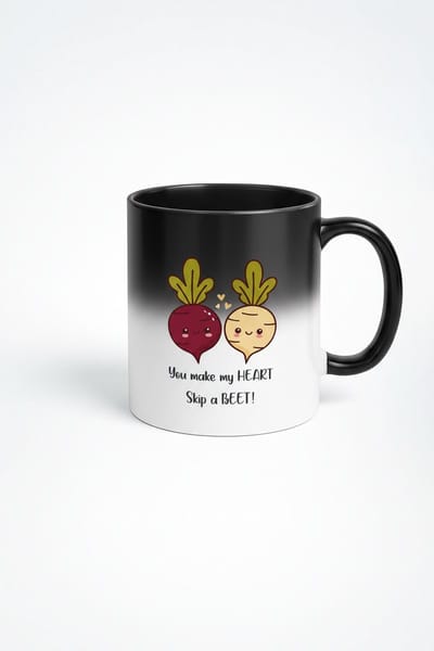 Magische Mok 'You make my HEART Skip a BEET' - Warmtegevoelige Bieten Liefdes Pun Mok | Grappig Cadeau