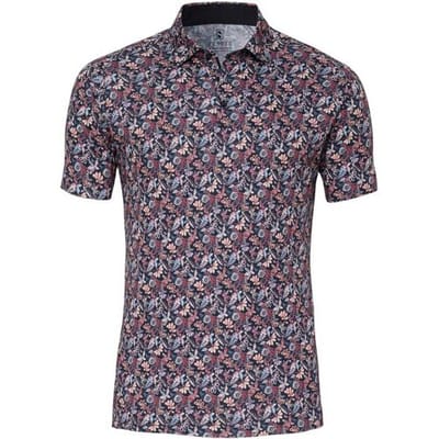 Desoto Polo Allover Floral Artwork Rood-Abrikoos / male