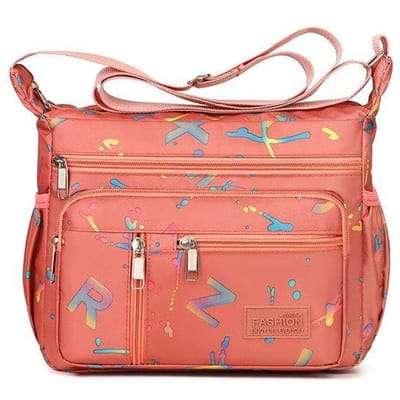 Nieuwe Mode Joker Schoudertas Grote Capaciteit Letterprint Vrije Tijd Reizen Messenger Bag Meerlaagse Opberg Moedertas. pink