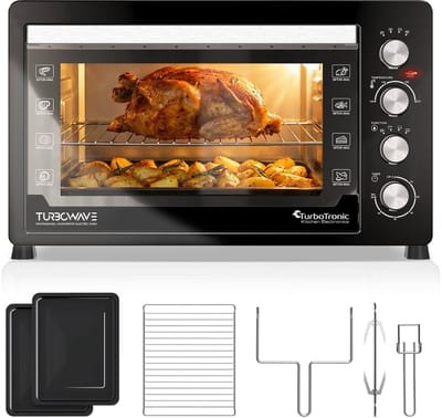 Tubrotronic EVS60 - Vrijstaande Oven - 60 liter - Mini Oven - 2000W - Incl Draaispit en bakplaten - Zwart