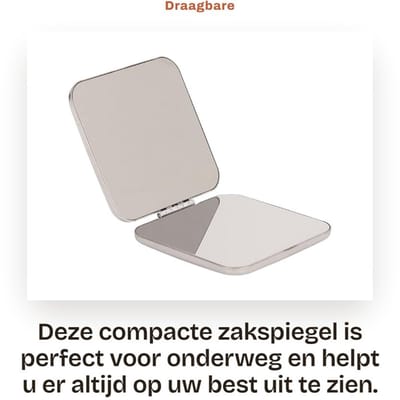 Dailygoods- Zakspiegel Dubbelzijdig - Draagbare Spiegel - Roestvrij Staal - Compact Ontwerp - DIY Ontwerp - Helder Beeld - Make-upspiegel