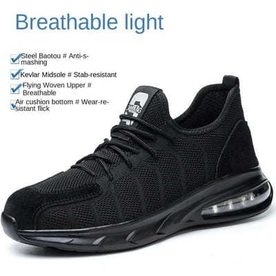 Chaussures de travail pour hommes anti-écrasement et anti-perforation ultralégères à semelle souple, légères, résistantes à l'usure, confortables, chaussures de sécurité 46 black