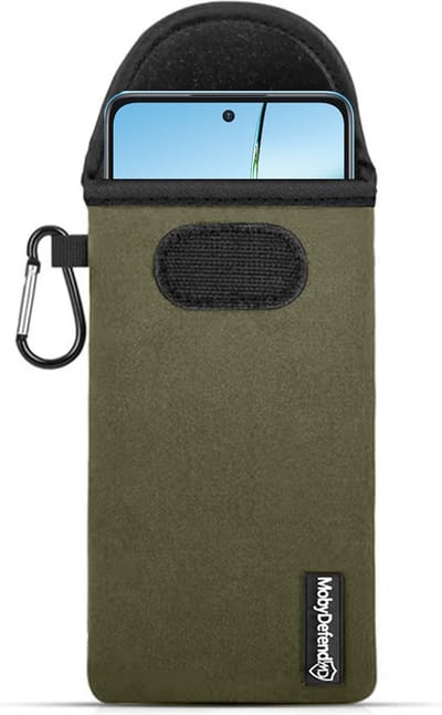 MobyDefend Hoesje - Geschikt voor OnePlus Nord CE 4 Lite - Neopreen Pouch Met Karabijnhaak - Insteek - Riemlus - Groen