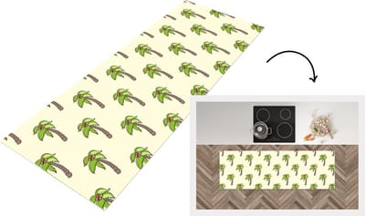 Keukenloper - Loper keuken - Palmboom - Patronen - Kokosnoot - Tropisch - 150x50 cm - Keukenloper vinyl