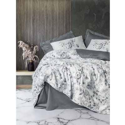 Beddengoed set - 1 dekbedovertrek 220 x 240 cm + 2 kussenslopen 60 x 60 cm - 100% katoen satijn - Grijs grijs