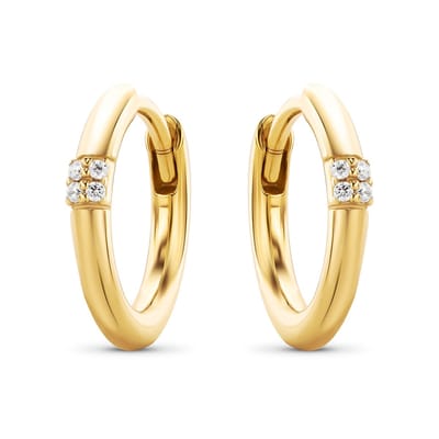Miore Pure Oorbellen Dames - van Verguld Zilver - Met Zirkonen - Hypoallergeen - 13 mm