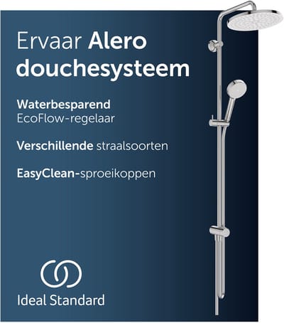 Ideal Standard Alero douchesysteem, waterbesparende doucheset – Chroom