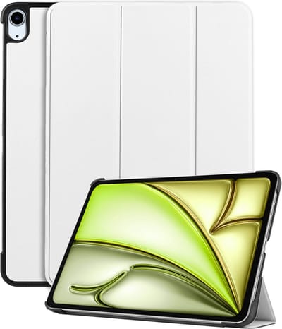 Hoes - Geschikt voor Apple iPad Air (2024/2025/2026) - 11 inch - Dun & Stevig - Trifold Bookcase - Hard Cover - Hardcover Book Case - Tablet Hoesje - Wit