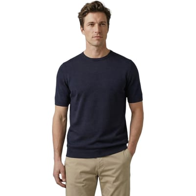 McGregor Extra Fine Merino T-shirt Navy Size: M | Sweaters Outlet | Heren | Blauw