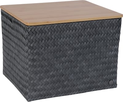 Handed By - Opbergmand met deksel - Mand - Speelgoedmand - Woonkamer - Kinderkamer - Babykamer - Top Fit Large 30 - donkergrijs - dark grey