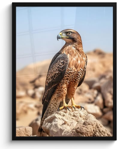 Poster in lijst - Fotolijst 50x70 cm - Posters - Valk - Vogel - Rots - Macht - Posterlijst zwart - Decoratie - Wanddecoratie woonkamer - Muurdecoratie slaapkamer