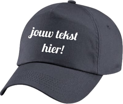 Donker Grijze pet bedrukt met tekst - jouw tekst bedrukt op pet - evenement - festival