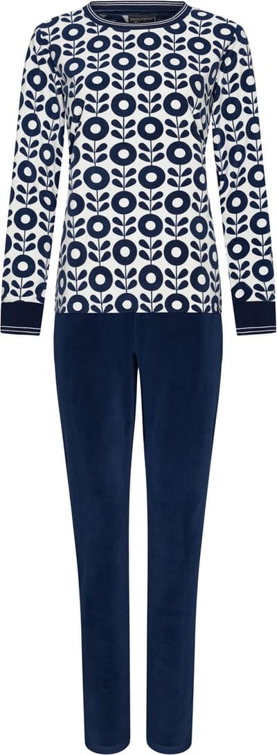 Pastunette Deluxe - Dames Huispak Elsa - Blauw / Wit - Fleece - Maat 38