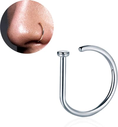 Fake Neuspiercing Zilver - Nep Neuspiercing - Neusring - Nep Piercing Ringetje - RVS Roestvrij Staal - 8 mm