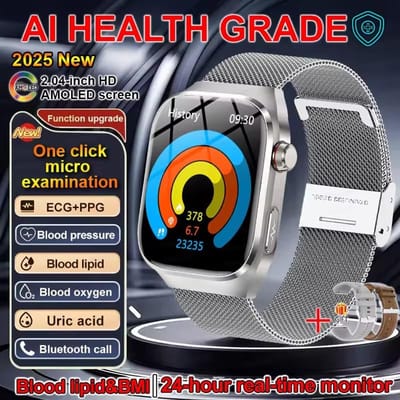 2026 Nieuw Slim Horloge voor Dames met BMI-meting Menstruatiecyclus ECG Hartslag Zuurstofgehalte in het Bloed Slaap Fitness Tracker Slimme Armband mesh steel zilver