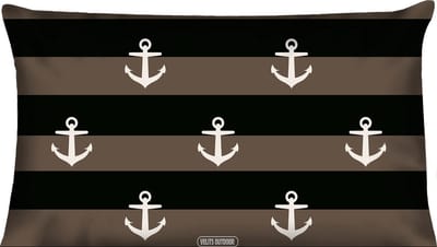 Sierkussen - Buitenkussen Mud Race Waterafstotend Bootkussen Streep Ankers - Zwart En Bruin - 60 Cm X 40 Cm