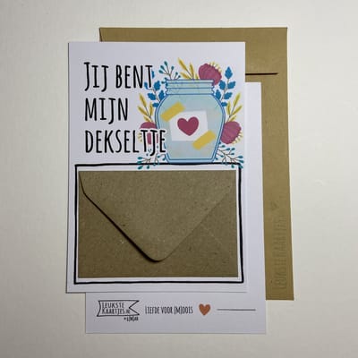 Geldkaart met mini Envelopje -> Liefde Valentijnsdag - No: 03 (Mijn dekseltje-Potje met hartje) - LeuksteKaartjes.nl by xMar
