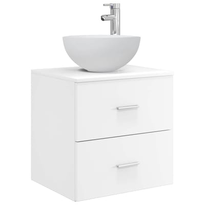 vidaXL - Wandgemonteerde - Waskom - Vanity - Wit - 49,5 - x - 35 - x - 63 - cm