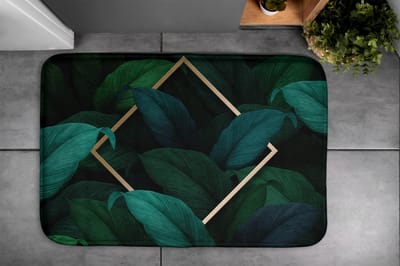 Coloray Badmat - Donkergroen Anti Slip Mat Bad - Tropische bladeren Badkamer Tapijt - Polyester - Antislip - Badkamermatjes - Mat voor Badkamer - 90x60 cm