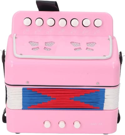 Knop Accordeon - Muziekinstrument Kinderen - Muzikaal Leren - 7 Toetsen Ontwerp - 20 x 20 x 10 cm - Roze