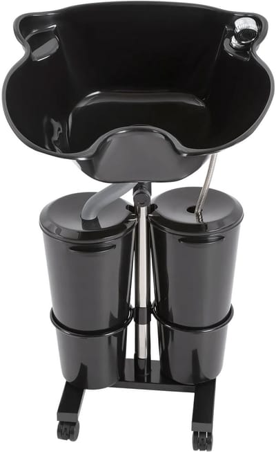 Mobiele wasbak - Haarwasbak - Wastafel - Kapper - Mobiele thuiskapper - In Hoogte Verstelbaar - Diepe Wasbak voor Thuis, Kapper & Schoonheidssalon/Spa - Zwart