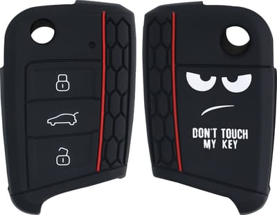kwmobile autosleutel hoesje geschikt voor VW Golf 7 MK7 3-knops autosleutel - Autosleutel behuizing in wit / zwart - Don't Touch My Key design