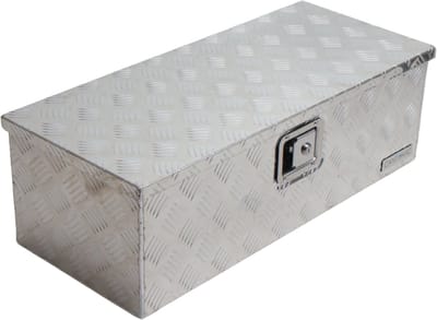 Aluminium traanplaat disselkist/gereedschapkist/disselbak 765x330x245 mm - inbouwslot - 1,3 mm dikte