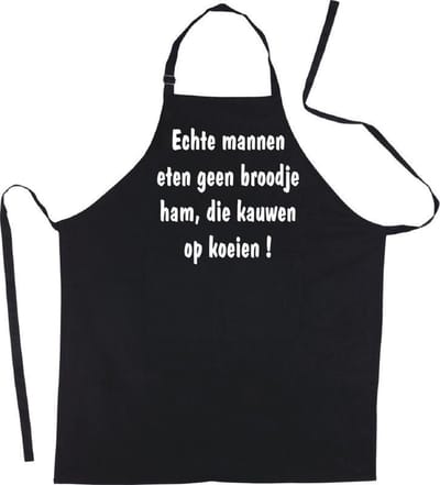 Mijncadeautje Luxe Schort Mannen eten geen broodje ham, die kauwen op koeien