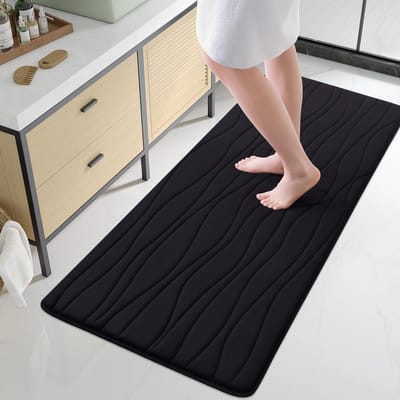 Olanly Badmat - Antislip - Absorberende Badmat - Badkamermat - Douchemat - 61x120 cm - Zwart