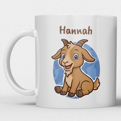 kindermok/kinderbeker | gepersonaliseerd met naam | met geit| wit | Schattige illustraties