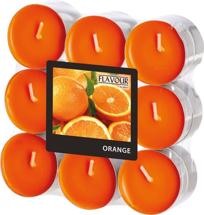 Conpax Candles Geur theelichtjes/waxinelichtjes - 18x - Sinaasappel aroma - 4,5 branduren