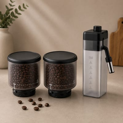 Accessoireset voor De'Longhi Rivelia – 2 Bonenreservoirs + LatteCrema Hot Melkkaraf