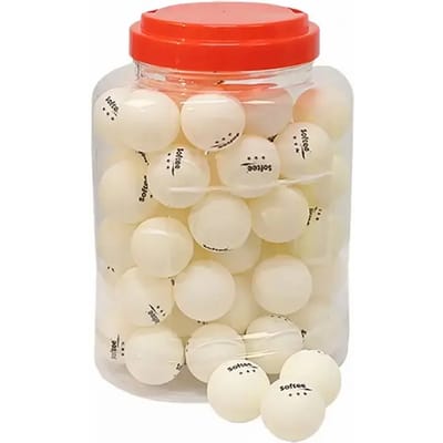 Potje met 60 tafeltennisballetjes Softee 40 mm