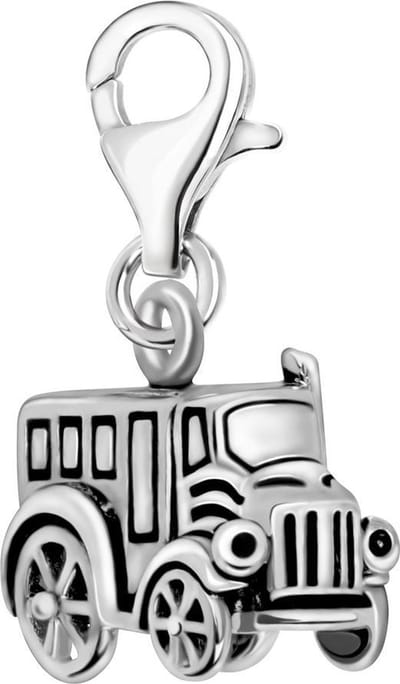 Quiges – 925 - Zilver – Charm - Bedel - Hanger - 3D Vrachtwagen Truck - met – sterling - zilver - karabijnslot - geschikt - voor - Bedelarmband HC373
