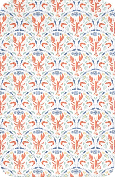 WC mat 40x60 cm - Antislip - Kreeft - Patroon - Blauw - Toiletmat - Vloermat - Douchemat - Toilet tapijt - Toiletmatten
