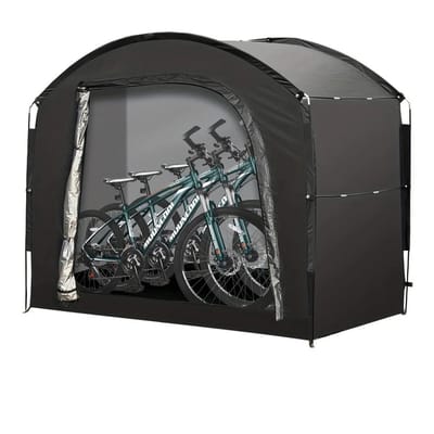 Damenzo - Fietsenstalling - Fietsberging - Fietsenhok - Voor 4 fietsen - Schuur - Tuinschuur - Fietsberging - 220x150x185 cm - Zwart