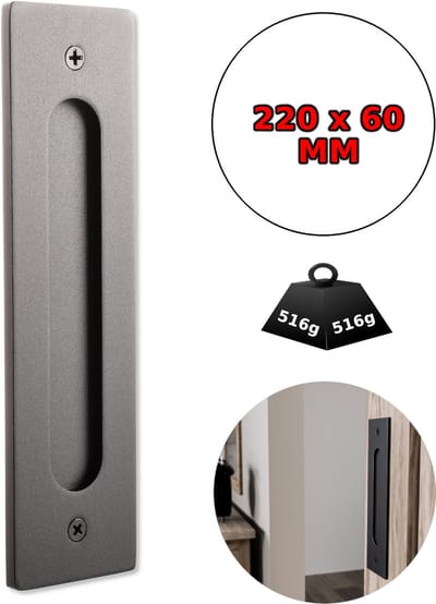 Schuifdeurgreep Massief Opbouw 220x60mm AMIG - Loftdeur Handgreep Zwart