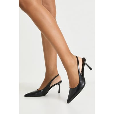 boohoo Dames Mid Stiletto Slingback Court Hakken | Zwart | Maat: 37