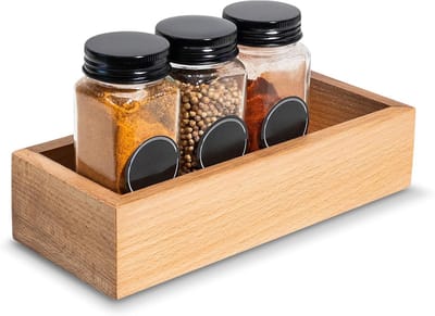 Famanu – Creatieve houten opbergdoos, 22 x 9 x 5 cm, beukenhouten organisatiebox voor kleine voorwerpen
