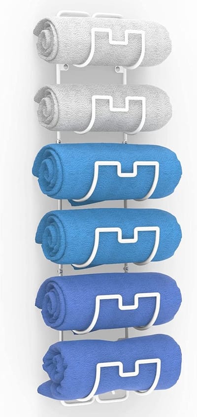 Unyqoos ® Stijlvolle Wandgemonteerde Handdoekhouder met 6 Compartimenten voor Badkamer en Huishoudelijk Gebruik