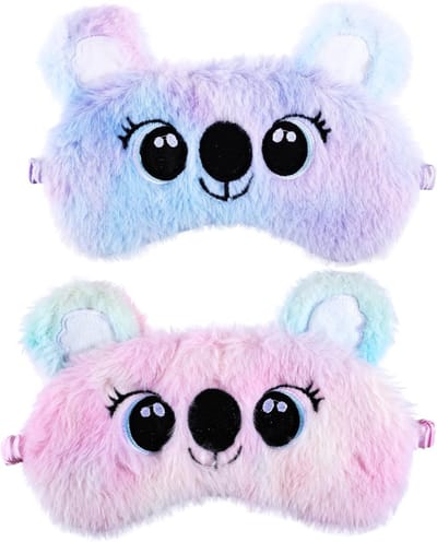 Zachte slaapmaskers voor kinderen, 2 stuks, schattige dieren, ideaal voor reizen, dutjes en feestjes, oogbescherming en comfortabele blinddoeken