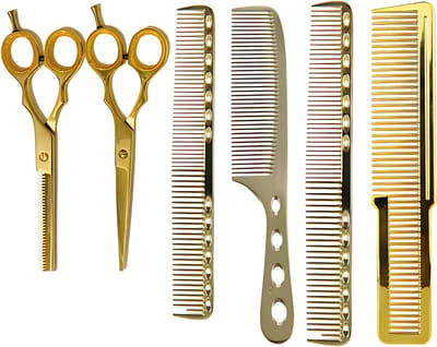 Guardian Beauty Scharen & Kammenset - 6,5 Inch - Roestvrij Staal Schaar - 4-Delige - Aluminium Kam - Met Etui – Kappersgereedschap