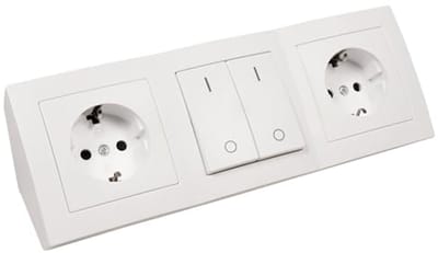 Inbouw Stopcontactblok 2x Geaarde Contactdozen + 1x Schakelaar - 250V~/16A - Wit Mat