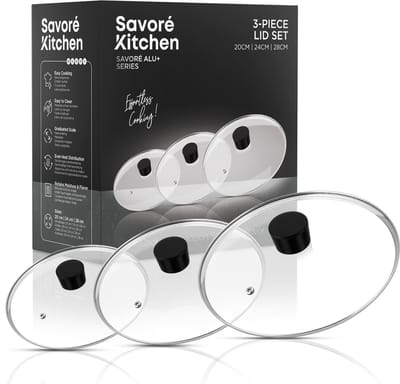 Savoré Kitchen 3-delige Pannendeksel Set - Ø 20, 24 & 28 cm - Deksel - Pandeksel - Potdeksel - Pannendeksel - Deksels - Zwart