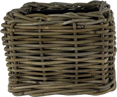 NATURN LIVING Vierkante Rotan Drypot - 25 x 25 x 18 cm - Duurzame Plantenbak met Gerecyclede Waterdichte Kunststof Binnenkant - Bloempotten voor Binnen - Plantenmanden - Plantenhouder - Mand voor Planten - Universele Bloempot - Bruin