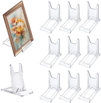 Ynkkvre -12 stuks Transparante Acryl Display Standaard – Verstelbare Kunststof Houder voor Borden, Foto’s, Boeken & Elektronica