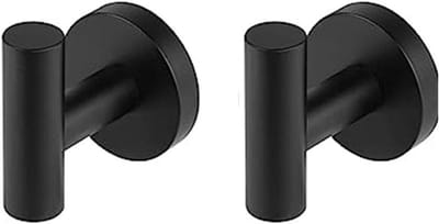 Set van 2 Sterke Wandhanddoekhaken van RVS, Ideaal voor Badkamer, Hotel en Woonkamer, Zwart
