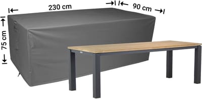 Raffles Covers Beschermhoes tuintafel - 230 x 90 H: 75 cm - D-RT230small - Waterdicht - Ademend - UV-bestendig - Elastisch rijgkoord - Beschermhoes tuinmeubelen